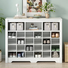 Bellemave® Sleek Design 24 Shoe Cubby Console with Curved Base - Bellemave