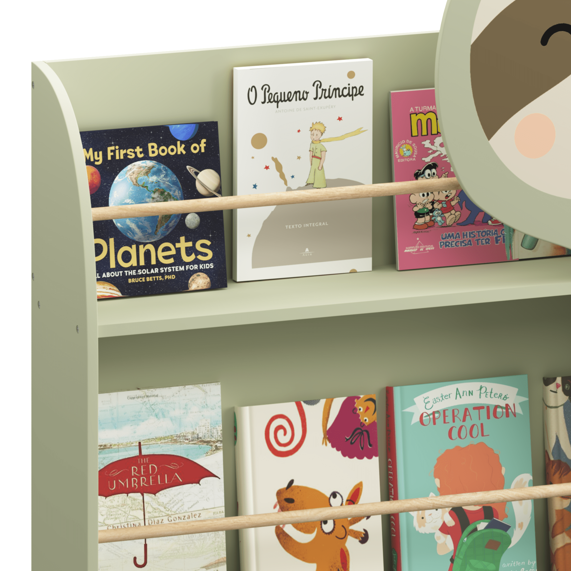 Bellemave® Sloth Kids Bookshelf, 3 - Tier Front - Facing Toddler Book Display Rack, MDF Nursery Storage - Bellemave