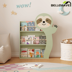 Bellemave® Sloth Kids Bookshelf, 3 - Tier Front - Facing Toddler Book Display Rack, MDF Nursery Storage - Bellemave