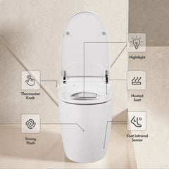Bellemave® Smart Heated Toilet – One Piece Tankless with Auto Flush & Soft Close Lid, White - Bellemave