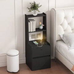 Bellemave® Smart Nightstand with Charging Station, Night Light and Bookshelf - Bellemave