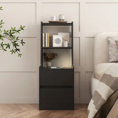 Bellemave® Smart Nightstand with Charging Station, Night Light and Bookshelf - Bellemave