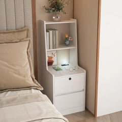 Bellemave® Smart Nightstand with Charging Station, Night Light and Bookshelf - Bellemave