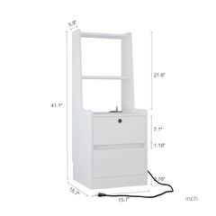 Bellemave® Smart Nightstand with Charging Station, Night Light and Bookshelf - Bellemave