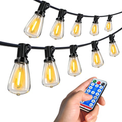 Bellemave® Solar String Lights Outdoor Waterproof, 60/100FT LED Bulbs with Remote & USB, Dimmable Patio Lights - Bellemave