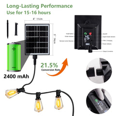 Bellemave® Solar String Lights Outdoor Waterproof, 60/100FT LED Bulbs with Remote & USB, Dimmable Patio Lights - Bellemave