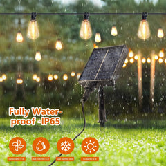 Bellemave® Solar String Lights Outdoor Waterproof, 60/100FT LED Bulbs with Remote & USB, Dimmable Patio Lights - Bellemave