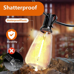 Bellemave® Solar String Lights Outdoor Waterproof, 60/100FT LED Bulbs with Remote & USB, Dimmable Patio Lights - Bellemave