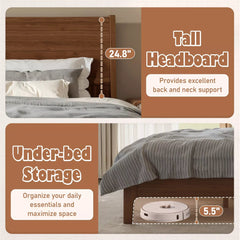 Bellemave® Solid Bamboo Platform Bed Frame & Wood Slats, Japanese Bed Frame, No Box Spring Needed, Easy Assembly, Noise Free - Bellemave