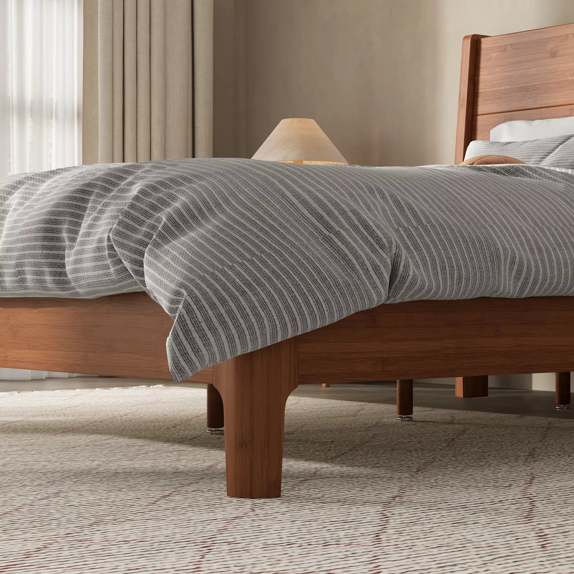 Bellemave® Solid Bamboo Platform Bed Frame & Wood Slats, Japanese Bed Frame, No Box Spring Needed, Easy Assembly, Noise Free - Bellemave