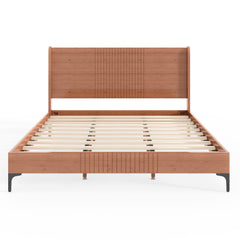Bellemave® Solid Bamboo Platform Bed, Mid - Century Modern Bed Frame with Headboard, Round Corner Design - Bellemave