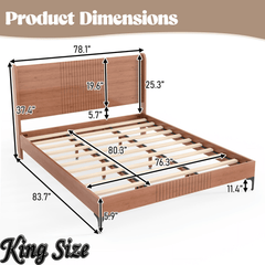 Bellemave® Solid Bamboo Platform Bed, Mid - Century Modern Bed Frame with Headboard, Round Corner Design - Bellemave