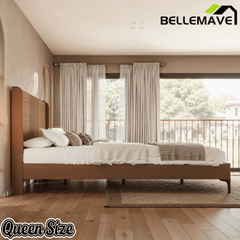 Bellemave® Solid Bamboo Platform Bed, Mid - Century Modern Bed Frame with Headboard, Round Corner Design - Bellemave