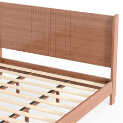 Bellemave® Solid Bamboo Platform Bed, Mid - Century Modern Bed Frame with Headboard, Round Corner Design - Bellemave