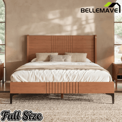 Bellemave® Solid Bamboo Platform Bed, Mid - Century Modern Bed Frame with Headboard, Round Corner Design - Bellemave