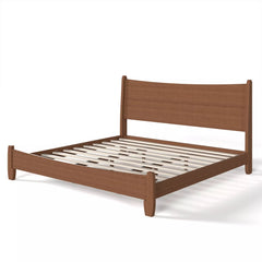 Solid bamboo platform bed front angle view