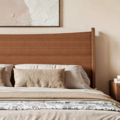 Natural bamboo platform bed in modern bedroom