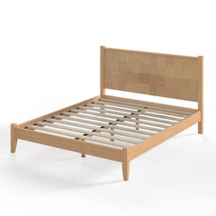 Bellemave® Solid Bamboo Platform Bed with Headboard, Natural Finish Bamboo Bed Frame with Support Slats, No Box Spring Needed - Bellemave