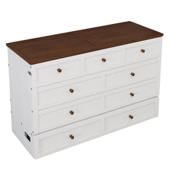 Bellemave® Solid Pine Murphy Bed Chest with Charging Station and Large Storage Drawer - Bellemave