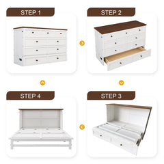 Bellemave® Solid Pine Murphy Bed Chest with Charging Station and Large Storage Drawer - Bellemave
