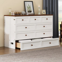 Bellemave® Solid Pine Murphy Bed Chest with Charging Station and Large Storage Drawer - Bellemave