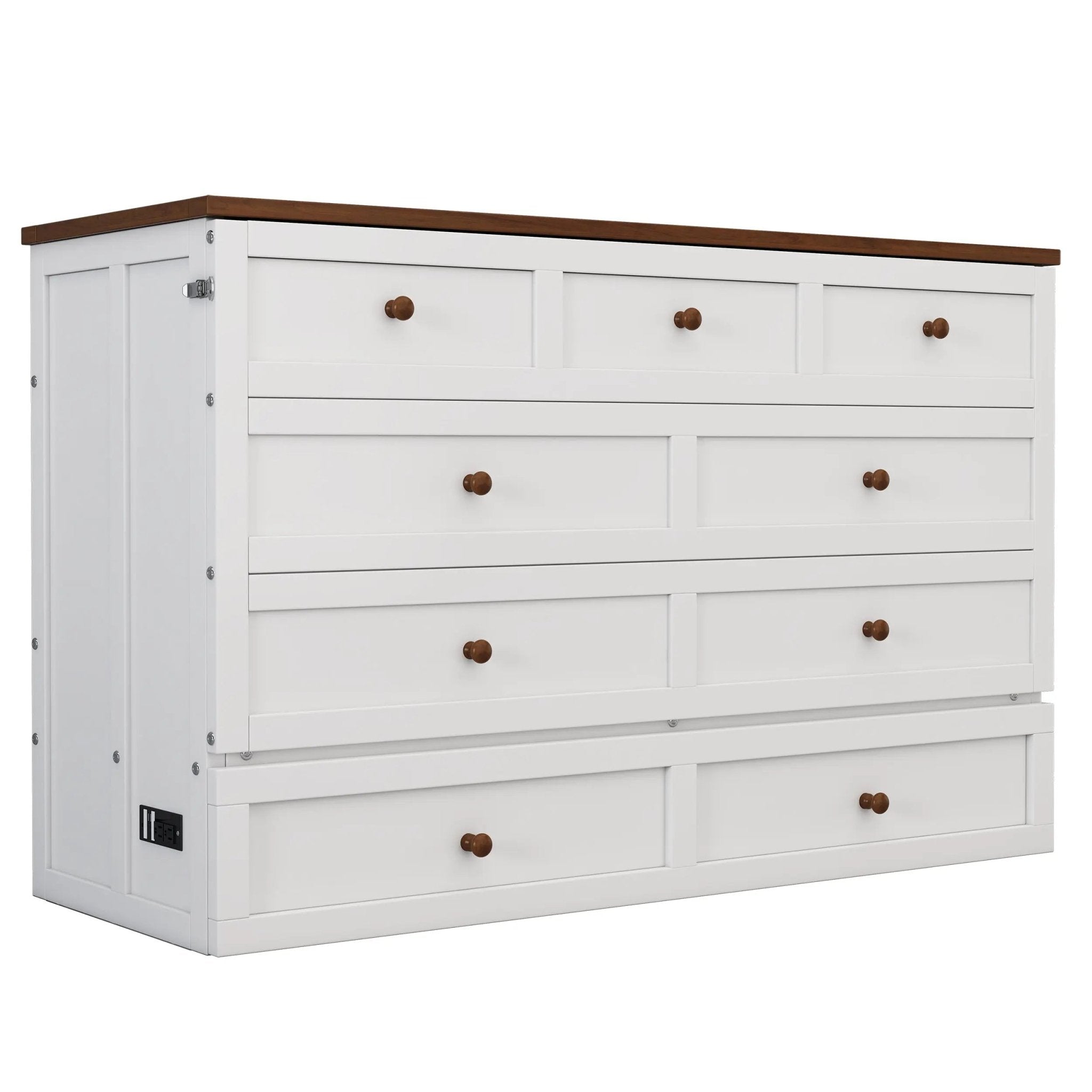 Bellemave® Solid Pine Murphy Bed Chest with Charging Station and Large Storage Drawer - Bellemave