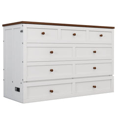 Bellemave® Solid Pine Murphy Bed Chest with Charging Station and Large Storage Drawer - Bellemave
