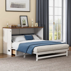 Bellemave® Solid Pine Murphy Bed Chest with Charging Station and Large Storage Drawer - Bellemave