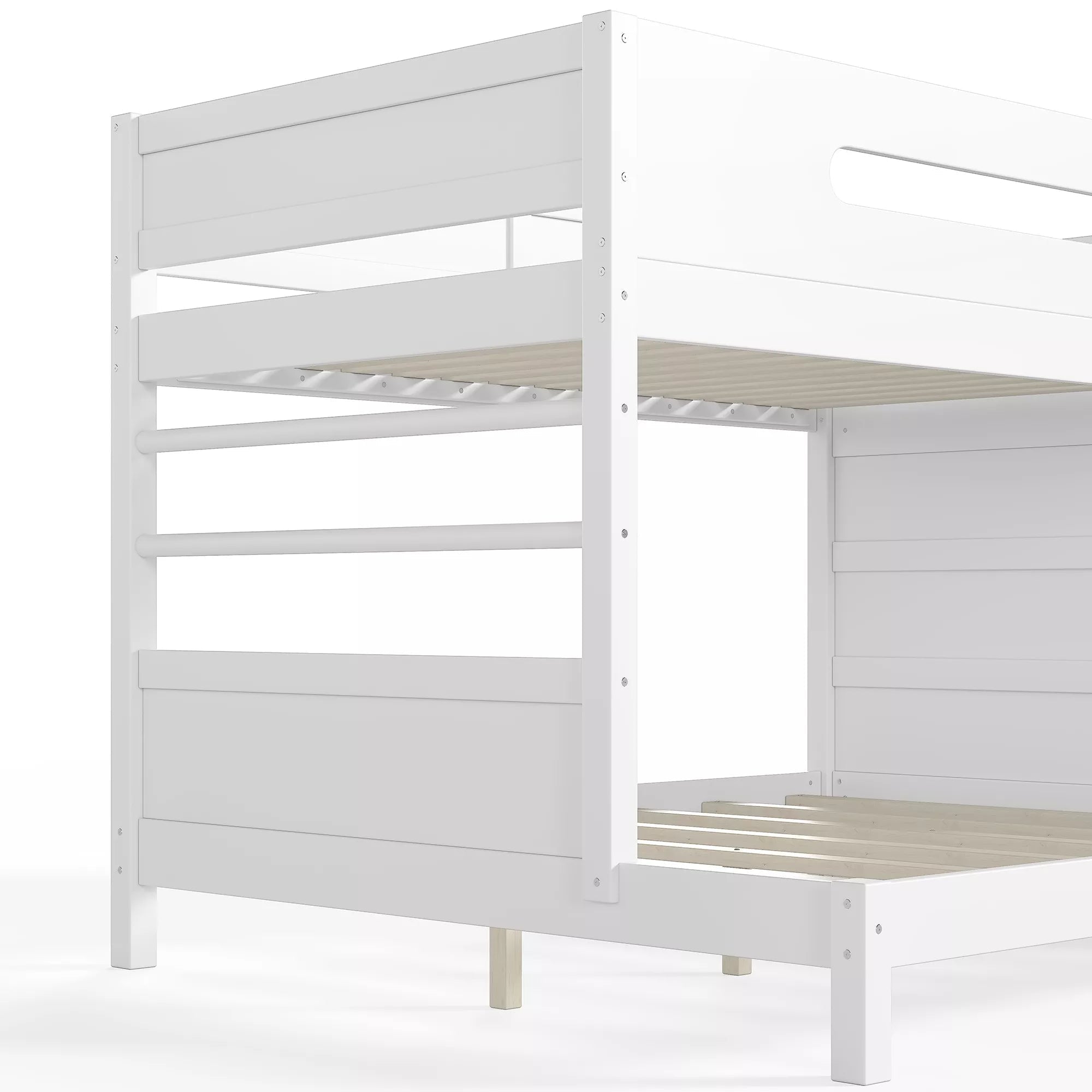Bellemave® Solid Wood Bunk Bed with Built-in Wardrobe, Storage & Kids Climbing Wall, Full Safety Guardrails, Reinforced Wood Slats - Bellemave