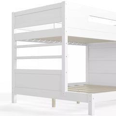 Bellemave® Solid Wood Bunk Bed with Built-in Wardrobe, Storage & Kids Climbing Wall, Full Safety Guardrails, Reinforced Wood Slats - Bellemave