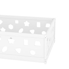 Bellemave® Solid Wood Floor Bed with Heightened Safety Guardrails and Door(No Slats Included) - Bellemave