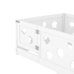 Bellemave® Solid Wood Floor Bed with Heightened Safety Guardrails and Door(No Slats Included) - Bellemave