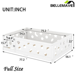 Bellemave® Solid Wood Floor Bed with Heightened Safety Guardrails and Door(with Slats) - Bellemave