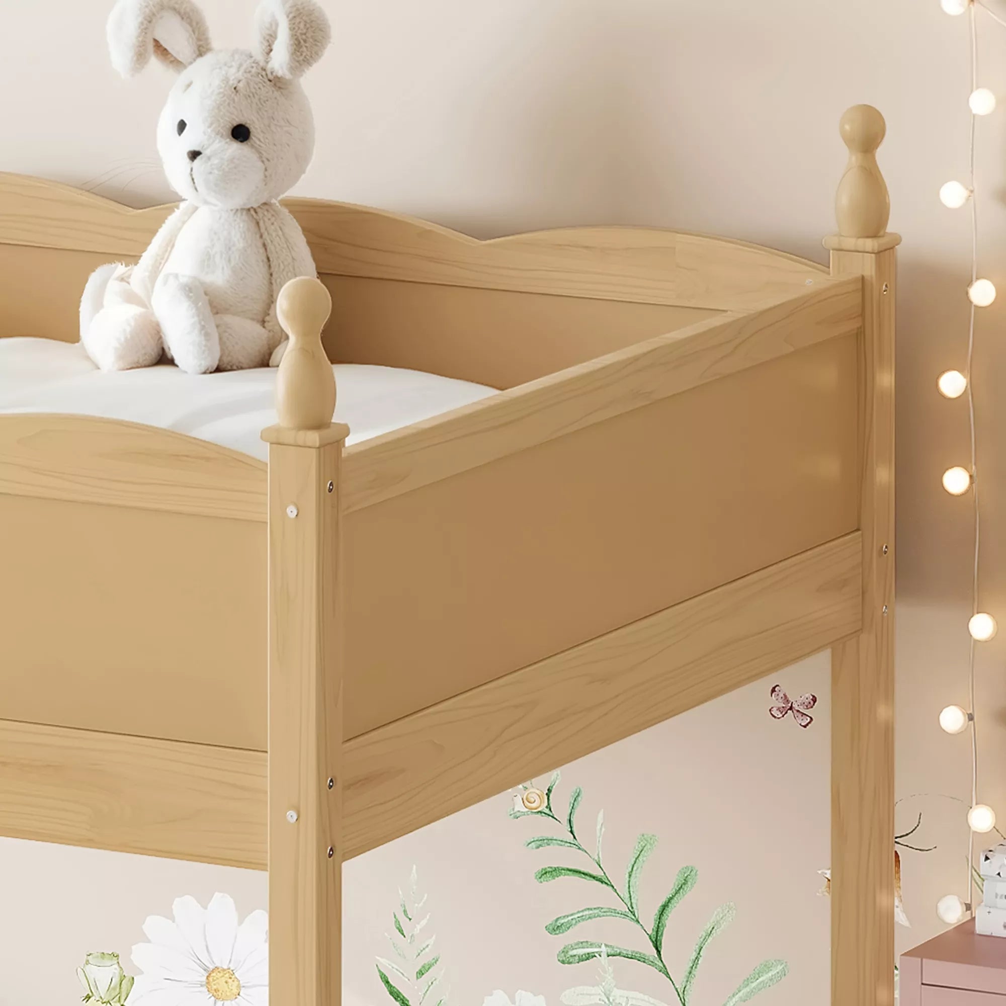 Bellemave® Solid Wood Full Size Loft Bed with Guardrails & Ladder, Space-Saving - Bellemave