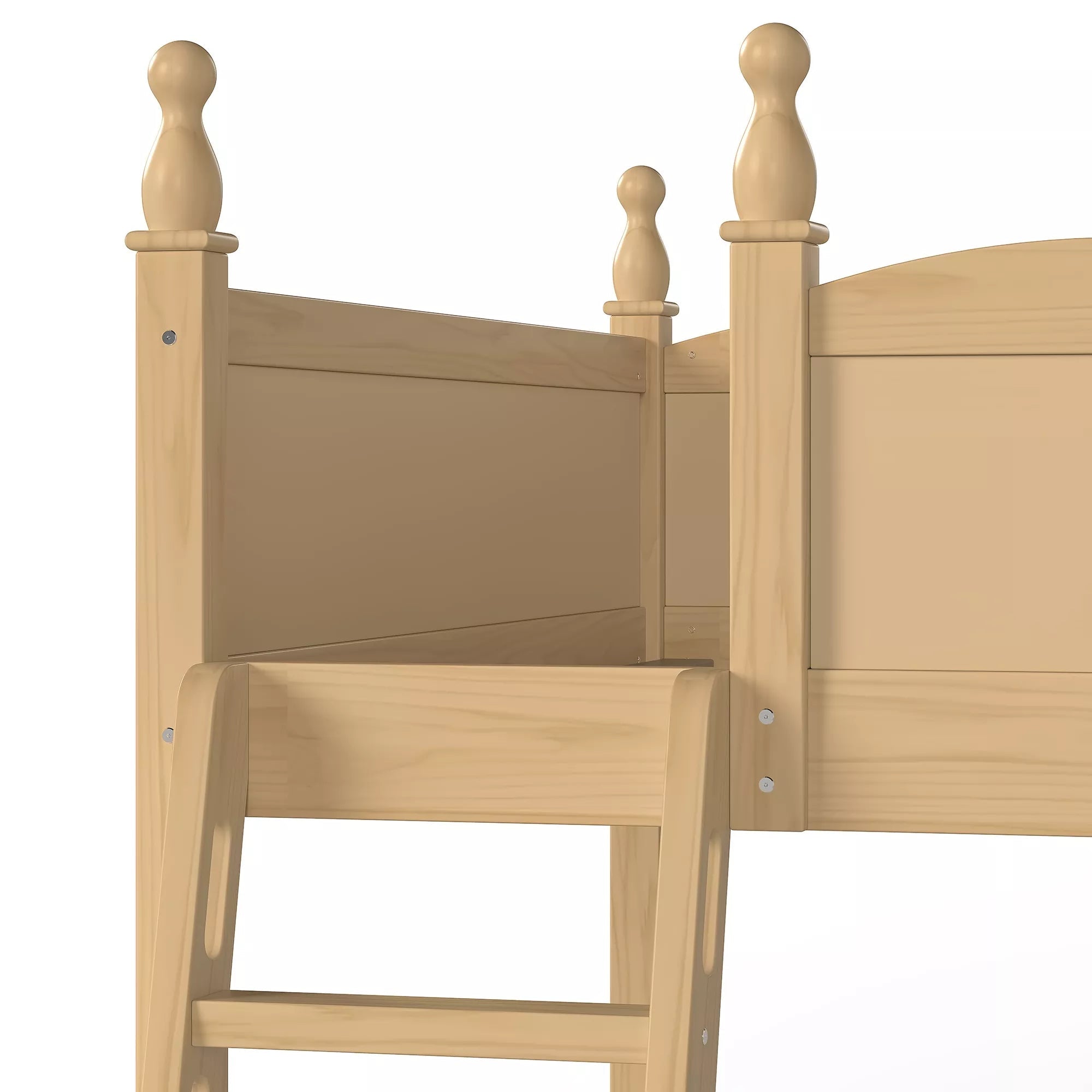 Bellemave® Solid Wood Full Size Loft Bed with Guardrails & Ladder, Space-Saving - Bellemave