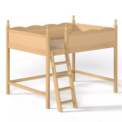 Bellemave® Solid Wood Full Size Loft Bed with Guardrails & Ladder, Space-Saving - Bellemave