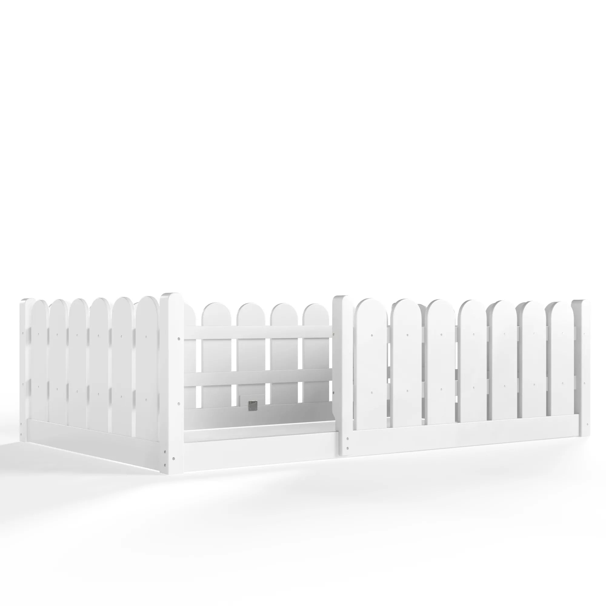 Bellemave® Solid Wood Montessori Floor Bed with Fence Guardrails, Low Profile Kids Floor Bed Frame - Bellemave