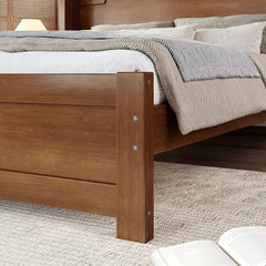Bellemave® Solid Wood Platform Bed with Headboard, Natural Finish Minimalist Design, No Box Spring Needed - Bellemave