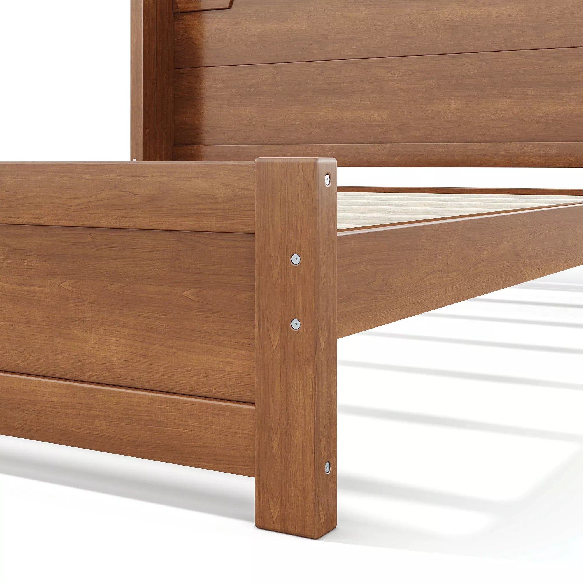 Bellemave® Solid Wood Platform Bed with Headboard, Natural Finish Minimalist Design, No Box Spring Needed - Bellemave