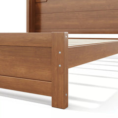 Bellemave® Solid Wood Platform Bed with Headboard, Natural Finish Minimalist Design, No Box Spring Needed - Bellemave