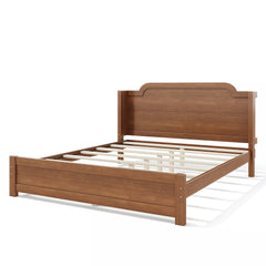 Bellemave® Solid Wood Platform Bed with Headboard, Natural Finish Minimalist Design, No Box Spring Needed - Bellemave