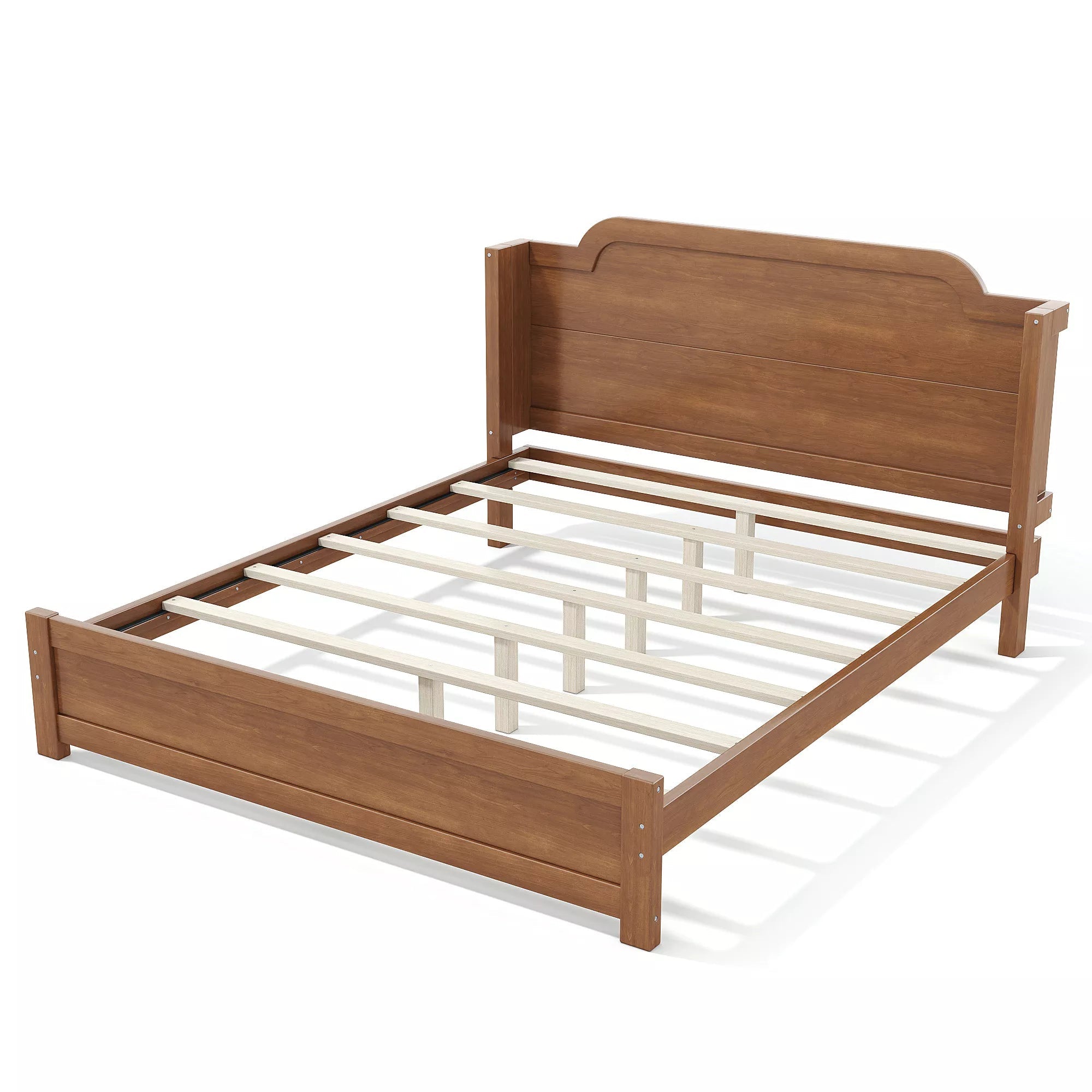 Bellemave® Solid Wood Platform Bed with Headboard, Natural Finish Minimalist Design, No Box Spring Needed - Bellemave