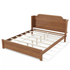 Bellemave® Solid Wood Platform Bed with Headboard, Natural Finish Minimalist Design, No Box Spring Needed - Bellemave