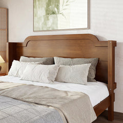 Bellemave® Solid Wood Platform Bed with Headboard, Natural Finish Minimalist Design, No Box Spring Needed - Bellemave