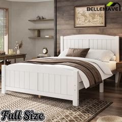 Bellemave® Solid Wood Platform Bed with Support Slats and Strong Structure, No Box Spring Needed - Bellemave