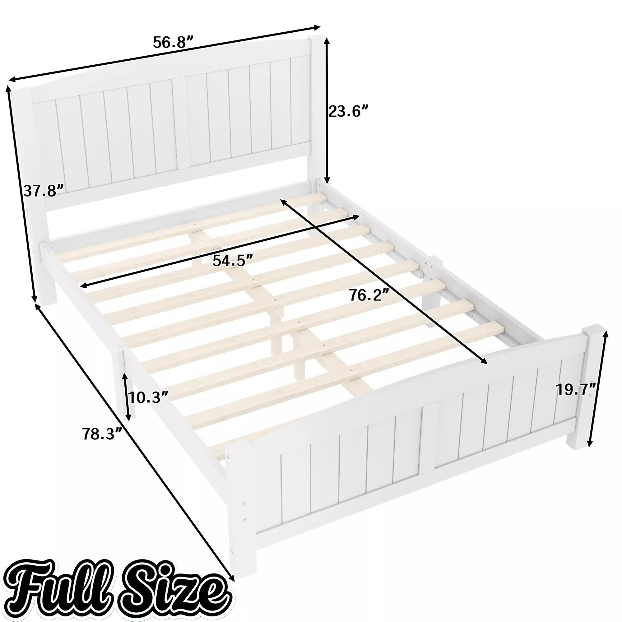 Bellemave® Solid Wood Platform Bed with Support Slats and Strong Structure, No Box Spring Needed - Bellemave