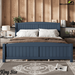 Bellemave® Solid Wood Platform Bed with Support Slats and Strong Structure, No Box Spring Needed - Bellemave