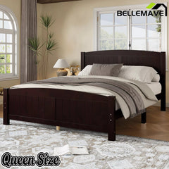 Bellemave® Solid Wood Platform Bed with Support Slats and Strong Structure, No Box Spring Needed - Bellemave