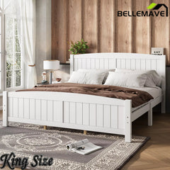Bellemave® Solid Wood Platform Bed with Support Slats and Strong Structure, No Box Spring Needed - Bellemave