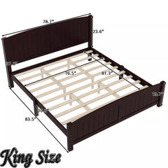 Bellemave® Solid Wood Platform Bed with Support Slats and Strong Structure, No Box Spring Needed - Bellemave